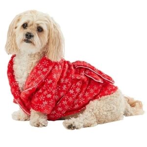 NWT Merry & Bright Red Snowflake Holiday Christmas Dog Robe Winter Pet Clothing